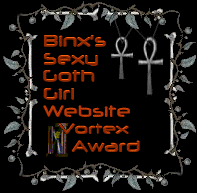 Binx's Sexy Goth Girl Website Vortex Award