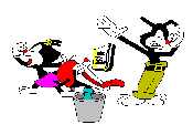 Picture of the
warner borthers, Wakko, and Yakko and the Warner Sister Dot destroying a
script by feeding it to Wakko.